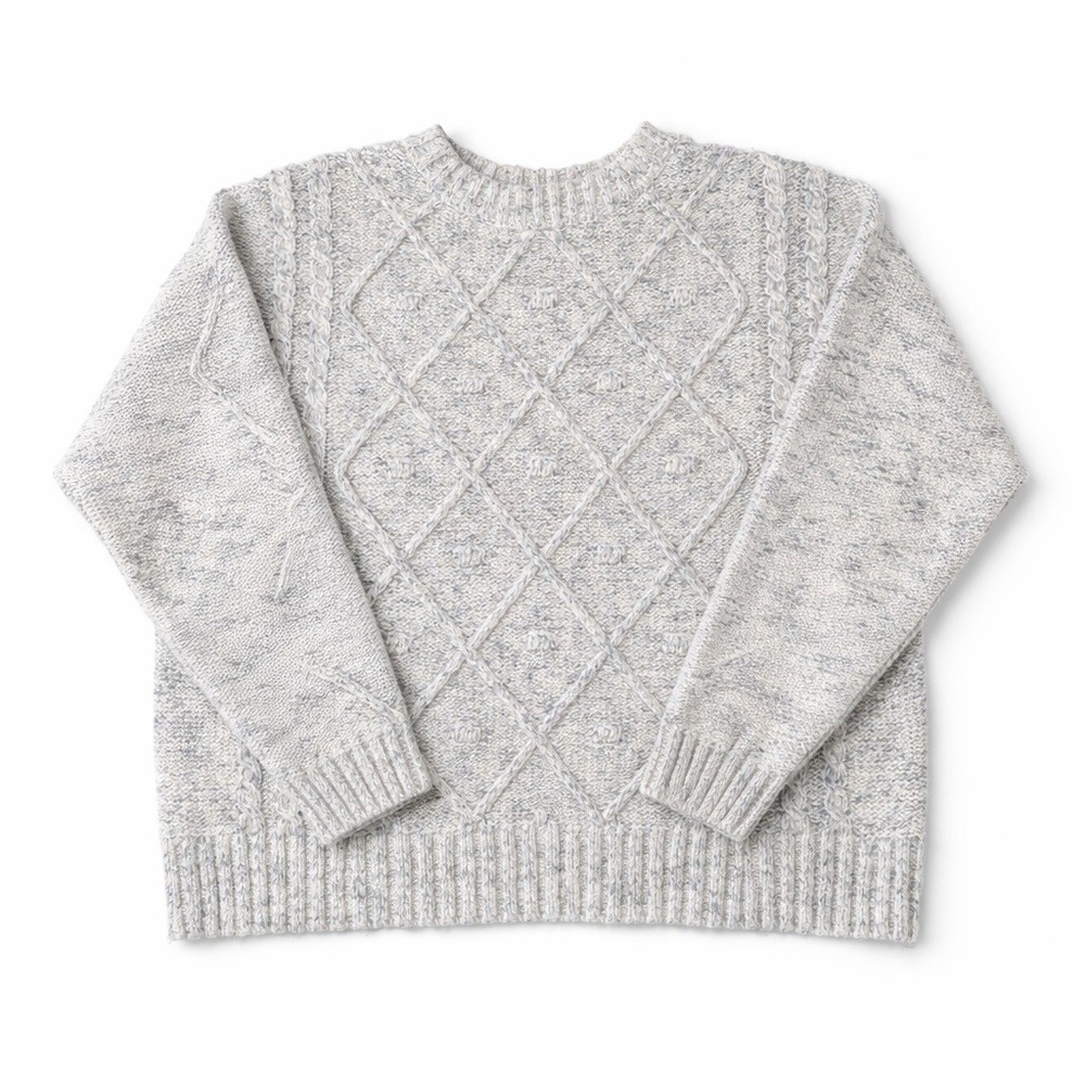 Time and Tru Cable Knit Sweater Size L Cropped Boxy‎ Pullover Crew Neck
